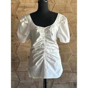 NWT - Thakoon Top Size 8 White Ruched Open Back Fairycore